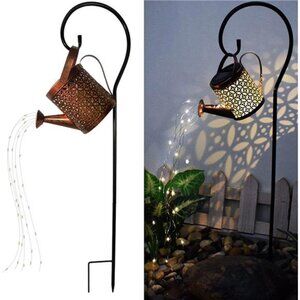 Solar Lanterns Outdoor Waterproof,Metal Watering Can Garden Decor,Hanging Solar